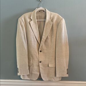 Tasso Elba Men’s Large 42-44 NEW 100% cream Linen blazer